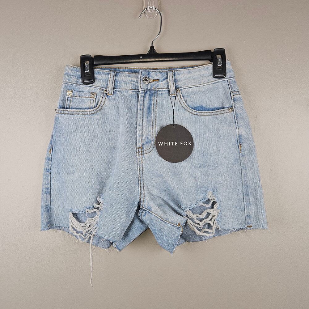 Light Blue Distressed Denim Shorts